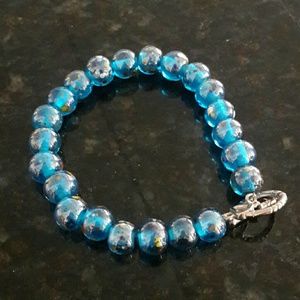 Handmade blue beaded bracelet